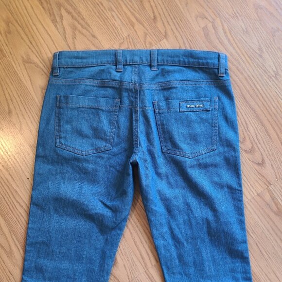 MIU MIU PRADA CROPPED CAPRI BLUE LOW RISE SKINNY JEANS STRETCH sz 25 - Picture 5 of 8